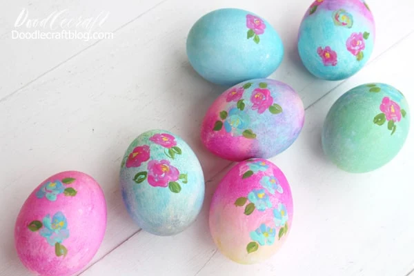 Floral Painted Easter Eggs Dyed with Tombow Markers