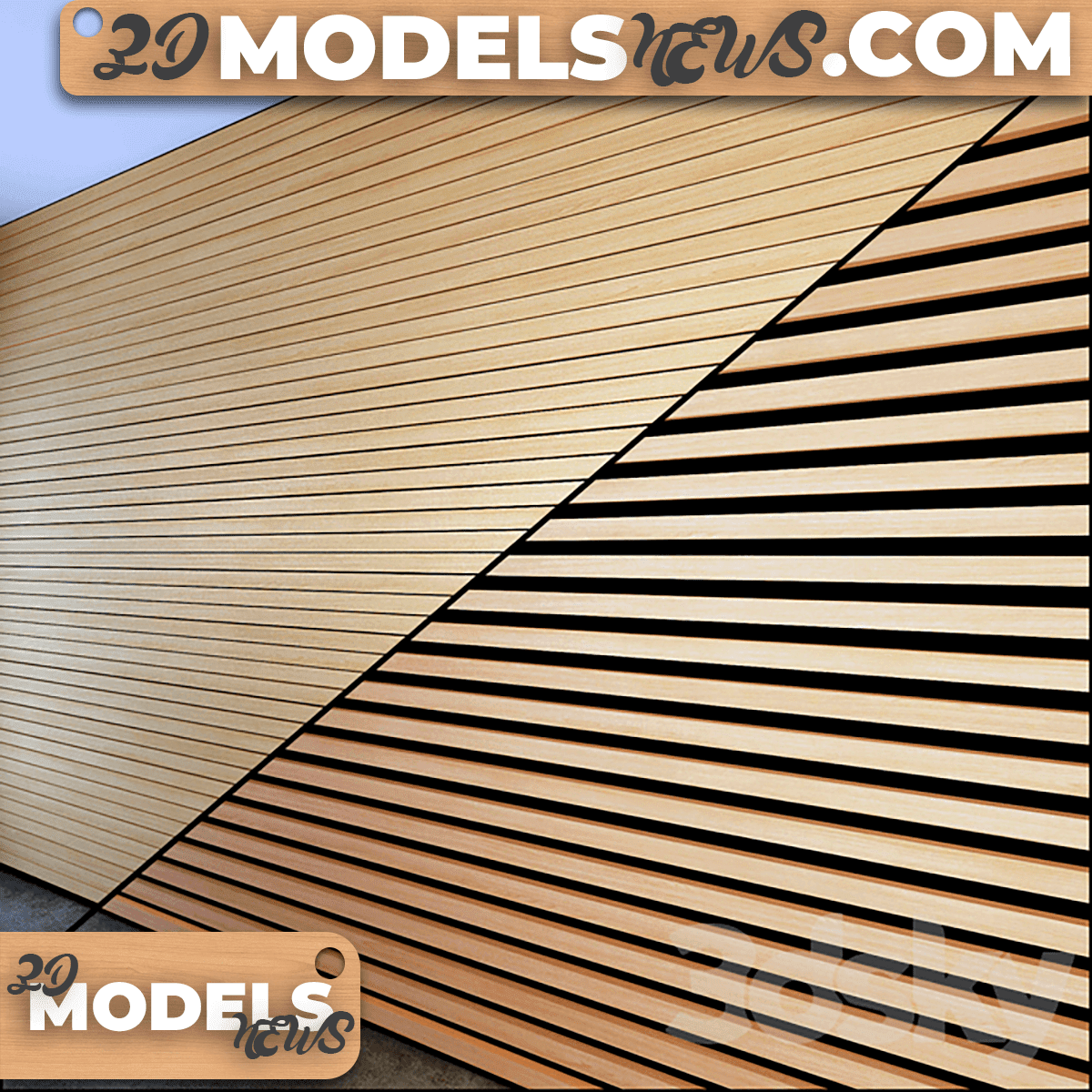 Wall decor model wooden slats 3