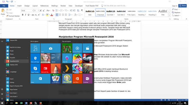 Menjalankan Program Microsoft Powerpoint 2016