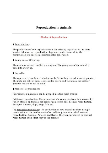 NCERT Class 8 Science Chapter 6 Reproduction in Animals Notes PDF Download