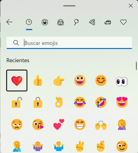 Ventana de emojis en excel