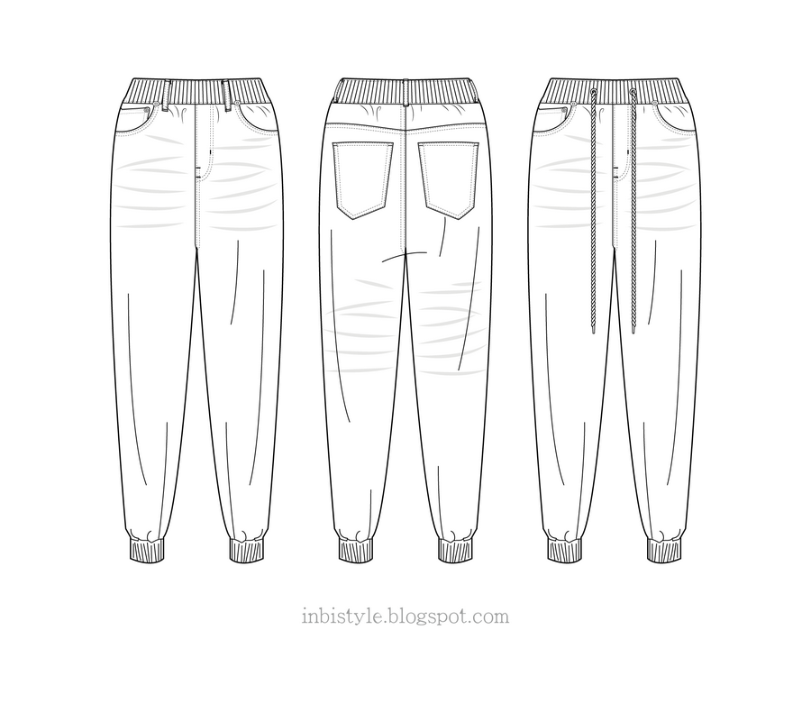 Elastic cuff jeans template