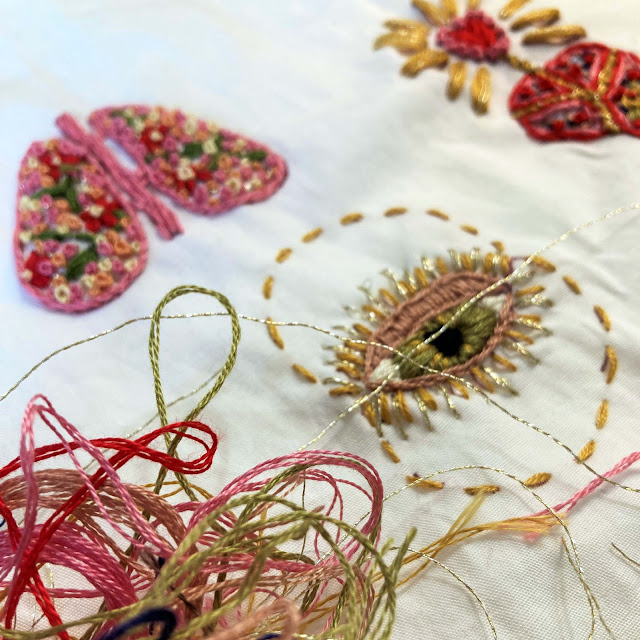 Milagros embroidery by Laura Bray