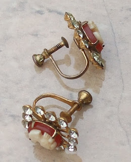 1930s vintage screw back cameo earrings Bohemian