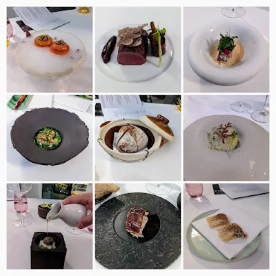 Collage of dishes from the tasting menu at The Yeatman restaurant in Vila Nova de Gaia