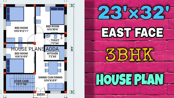 23 × 32 House Plan | 3BHK East Face 23 × 32 Floor Plan