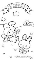 My Melody and her little brother Rythm coloring page