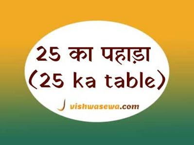 25 ka pahada, 25 ka table, 25 ka table hindi, english aur ganit mei