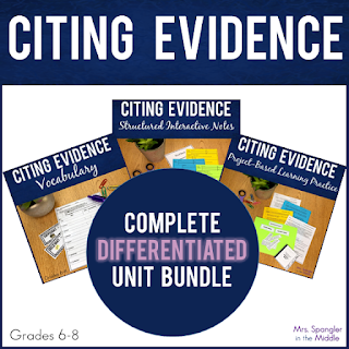 A perfectly differentiated unit bundle that will help you teach, assess, reteach and enrich your middle school students for citing evidence!
