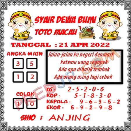 Prediksi Dewa Bumi Togel Macau Pools Jumat 21-04-2023