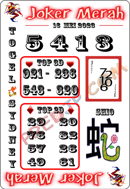 Prediksi Joker Merah Sdy Selasa 16-Mei-2023