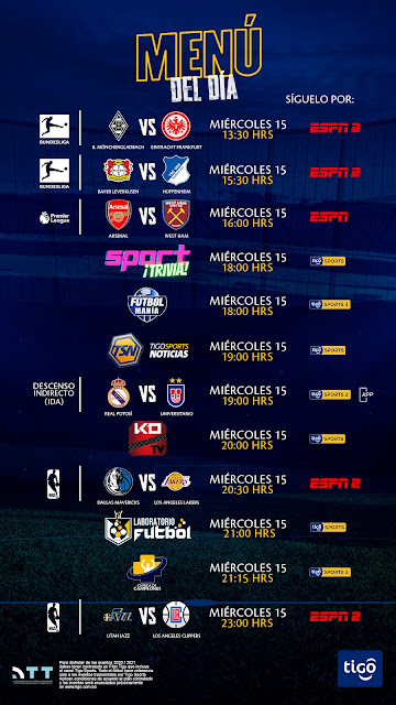 Programación de Tigo sports Bolivia 15 de diciembre