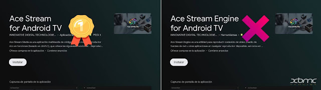 aplicación correcta de acestream