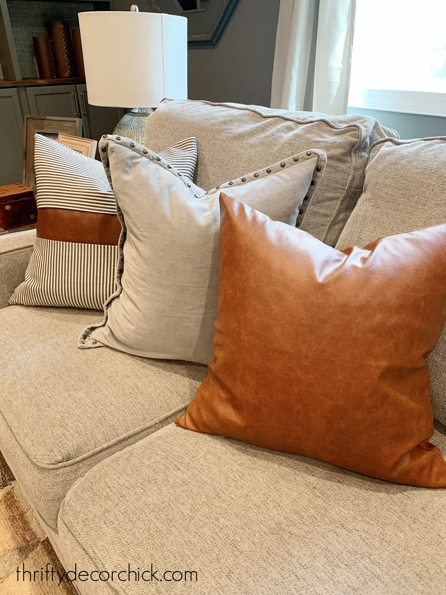 Faux leather pillow covers