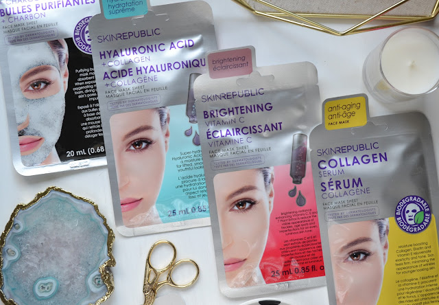 Skin Republic Purifying, Hyaluronic Acid, Brightening and Collagen Masks