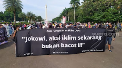 Keras! Tuntut Keadilan Iklim, Aliansi Sipil Sebut 'Jokowi Bacot'