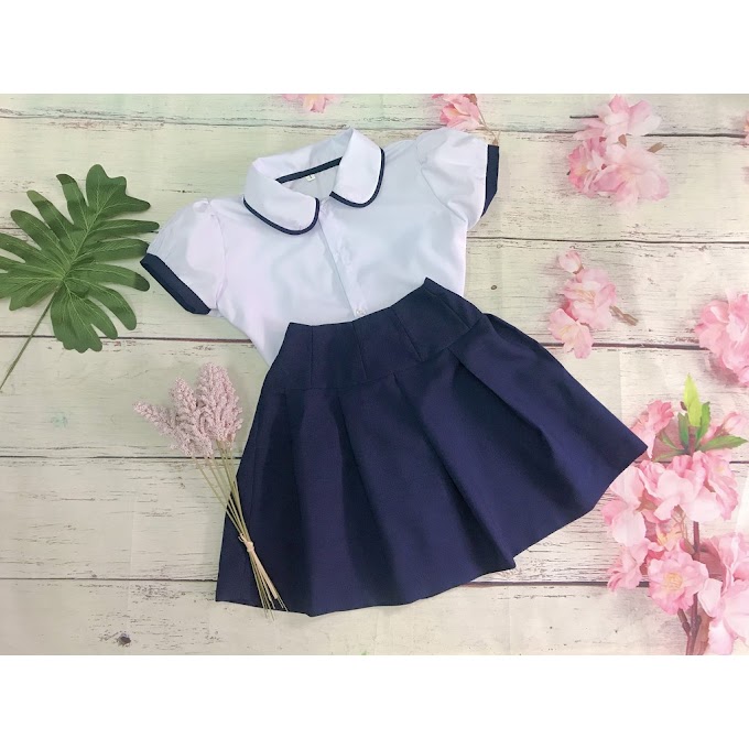 [ gigibytatu ] [18-50kg] Đồng phục học sinh tiểu học mẫu cơ bản váy xanh áo trắng