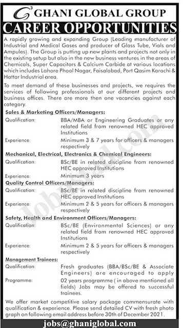 Ghani Global Group Private Limited Jobs 2021 || Private Recruitment