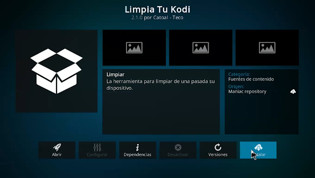 Instalar complemento limpia tu Kodi