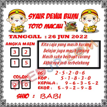 Prediksi Dewa Bumi Togel Macau Pools Senin 26-06-2023