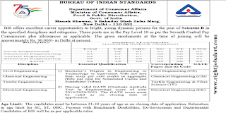 Civil/Chemical/Textile/Electrical Engineering Jobs in Bureau of Indian Standards