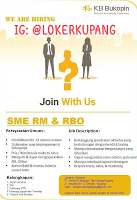 Lowongan Kerja Bank KB Bukopin Cabang Kupang Sebagai SME RM & RBO