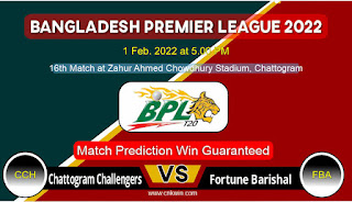 Bangladesh Premier League CCH vs FBA 16th BPL T20 Match Prediction 100% Sure 2022