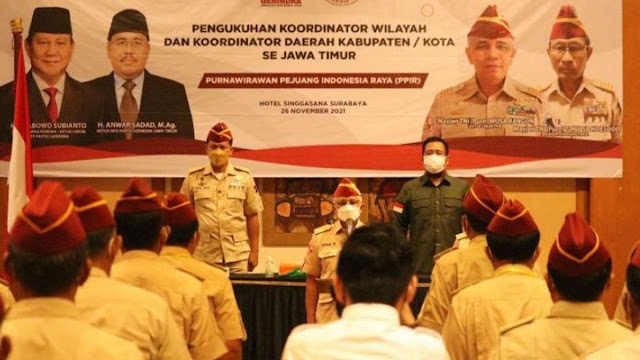 Jawa Timur berharap Ketua Umum Partai Gerindra Prabowo Subianto kembali mengajukan diri s Purnawirawan di Jawa Timur Dukung Prabowo Jadi Presiden 2024