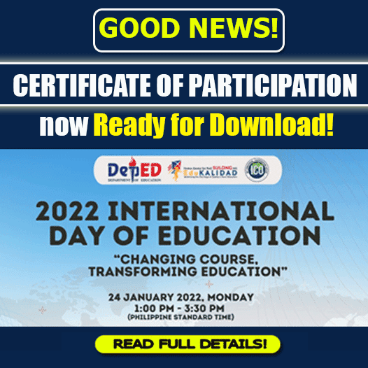 Certificate of Participation for Teachers | International Day of Education 2022 | Now Ready for Download!