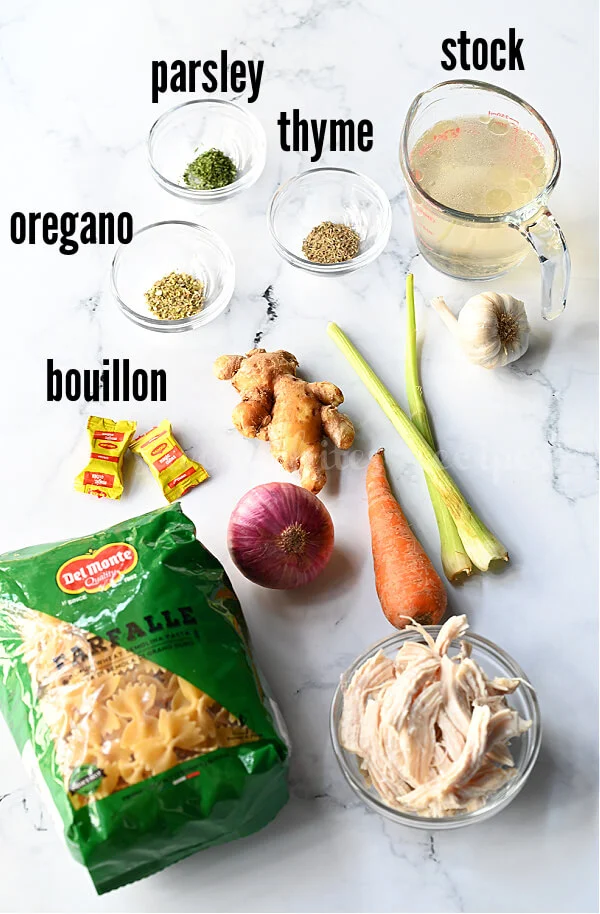 ingredients to make chicken noodle soup