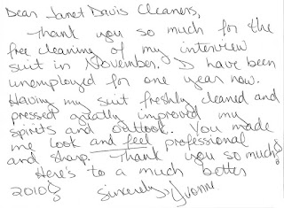 Unemployed Free Interview Suit Cleaning Thank You Card