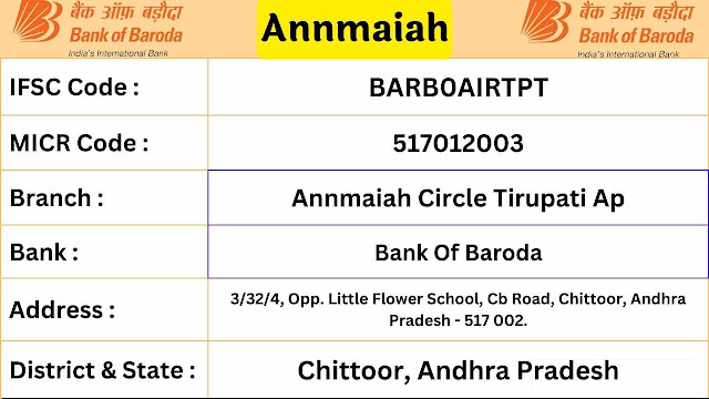 Bank Of Baroda Ifsc Code Chittor Annmaiah Circle