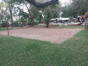 Sprawling playground of " Shoestrings Guesthouse " in Victoria Falls in Zimbabwe.