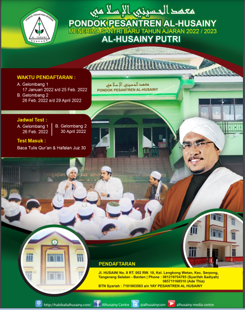 brosur Pendaftaran Pondok Pesantren Al Husainy Kota Tangerang Selatan