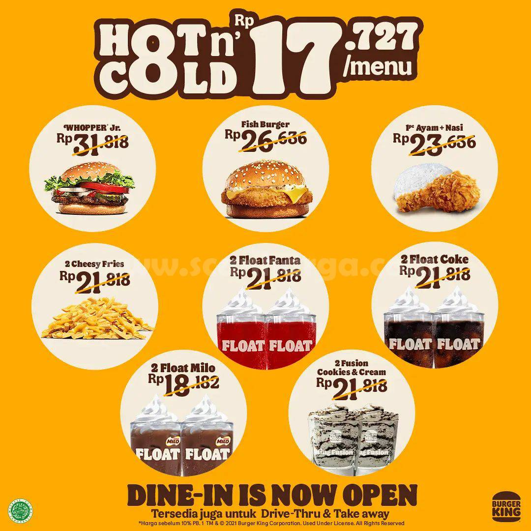 Promo Burger King HOT N COLD Harga mulai Rp.17.727 per menu