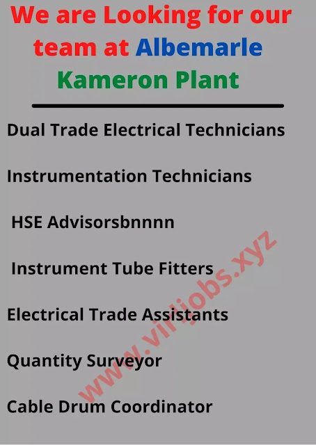 We are Looking for our team at Albemarle Kameron Plant