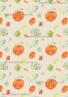 Pumpkins and Squashes repeating paterned background, by Clare Walker