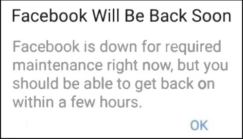 How To Fix Facebook Will Be Back Soon Facebook is Down For Required Maintenance Right Now Problem Solved