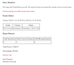 online exam portal exam result mail img