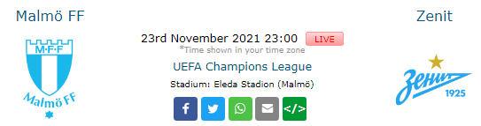 Malmo FF vs. Zenit Tv Channel | Kick-Off Time | Lineups | Prediction | Live Score