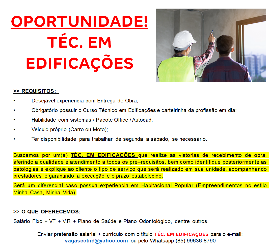 TÉCNICO(A) EM EDIFICAÇÕES