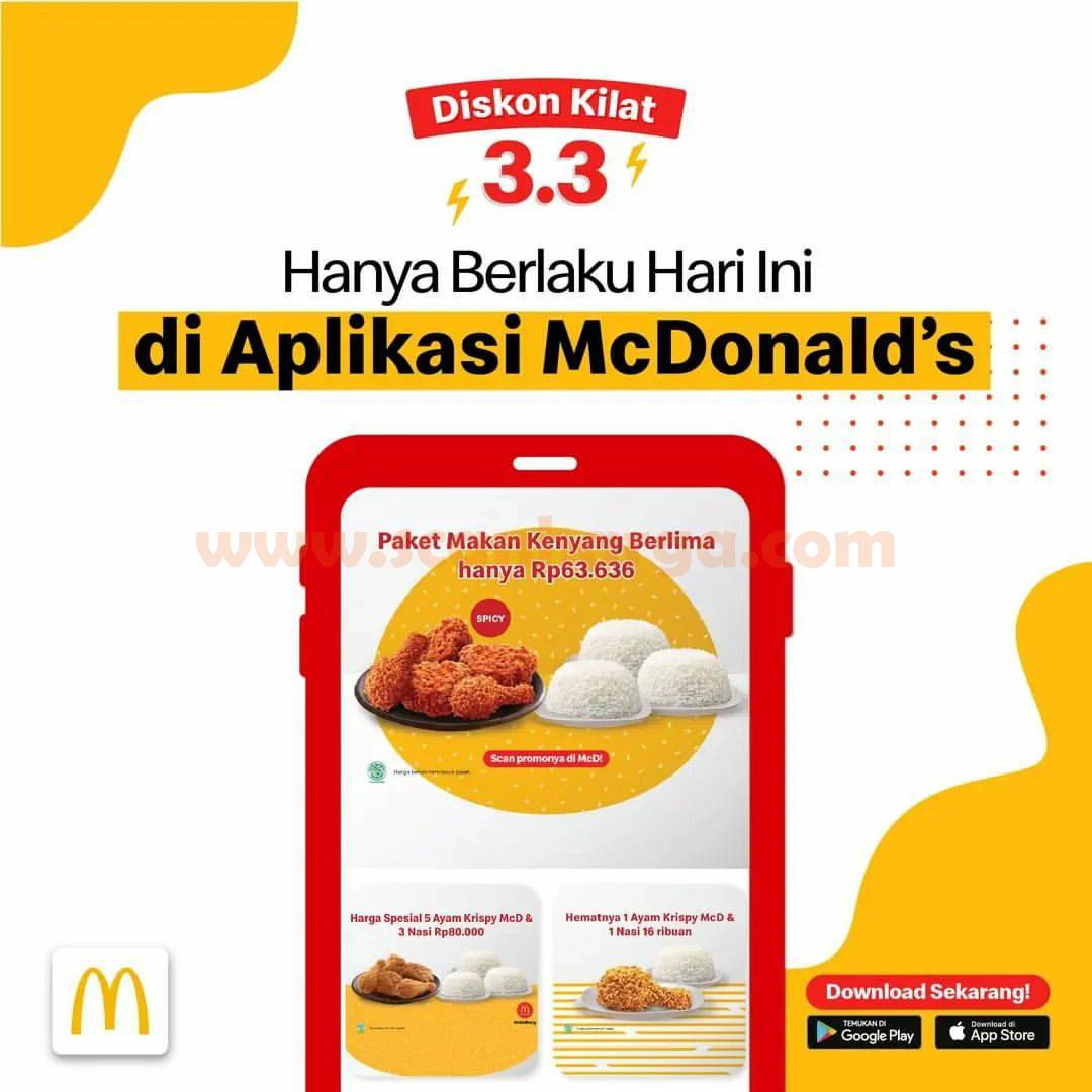 Promo McDonalds 3.3 Diskon Kilat hingga 30% atau Rp. 30.000 4