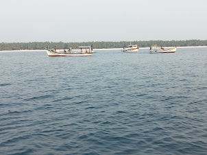 Motor launches near M.V.Kavaratti at Agatti anchorage