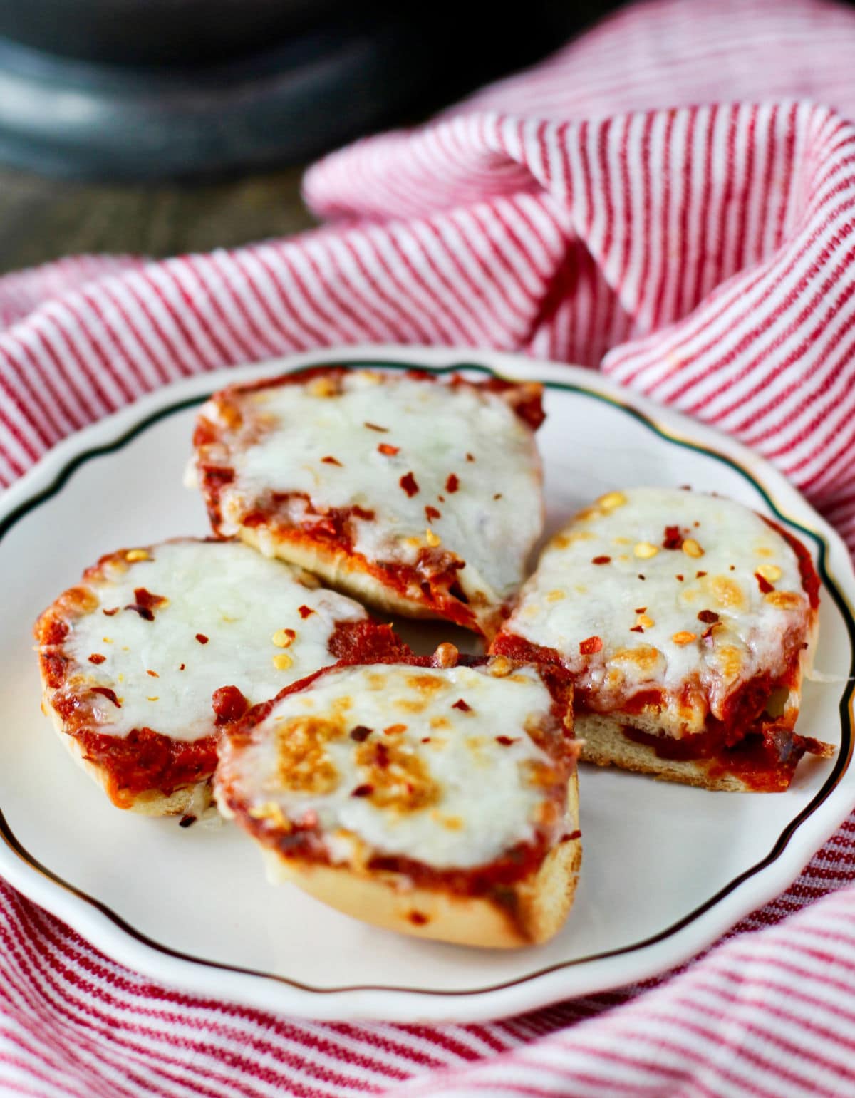 Pepperoni rolls pizza on a plate.