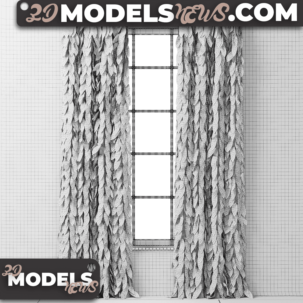 Curtain Model RH Cascading Tulle Drapery Panel 3