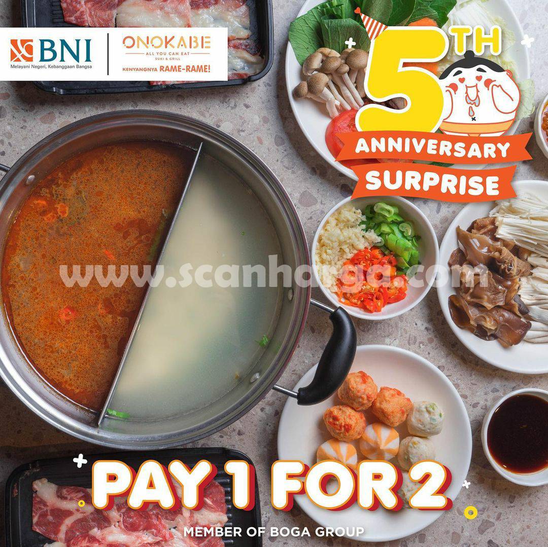 ONOKABE Anniversary Promo Pay 1 For 2 dengan Kartu Kredit BNI