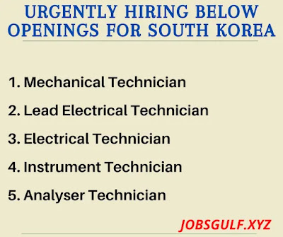 Urgently hiring below openings for South Korea