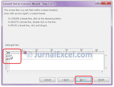 JurnalExcel.com - mengubah baris ke kolom dengan text to column fixed width tab data preview