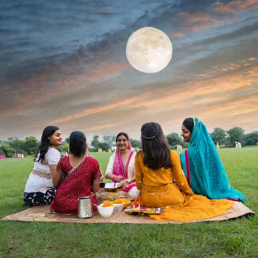 Women celebrating Karwachauth