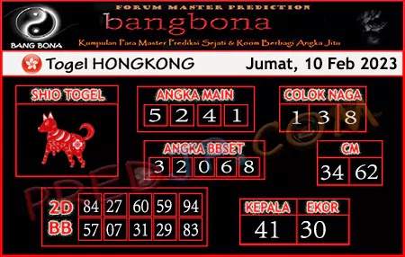 Prediksi HK Bang Bona Jumat 10 Februari 2023